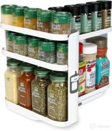 cabinet caddy snap! white pull & rotate spice rack organizer - adjustable snap-in shelves for 5 levels of storage - magnetic modular design - non-skid base - convenient size: 8.9”h x 6.1”w x 10.8”d logo