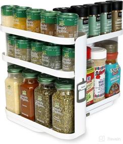 img 4 attached to Cabinet Caddy SNAP! White Pull & Rotate Spice Rack Organizer - Adjustable Snap-In Shelves for 5 Levels of Storage - Magnetic Modular Design - Non-Skid Base - Convenient Size: 8.9”H x 6.1”W x 10.8”D