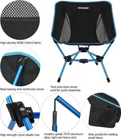 img 2 attached to MARCHWAY Lightweight Folding Camping Chair, Stable Portable Compact For Outdoor Camp, Travel, Beach, Picnic, Festival, Hiking, Backpacking, Supports 330Lbs (Blue)