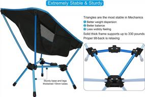 img 3 attached to MARCHWAY Lightweight Folding Camping Chair, Stable Portable Compact For Outdoor Camp, Travel, Beach, Picnic, Festival, Hiking, Backpacking, Supports 330Lbs (Blue)