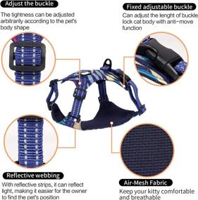 img 3 attached to Harness Walking Adjustable Breathable Reflective Cats for Collars, Harnesses & Leashes