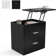 upgrade your bedroom with 2-in-1 nightstand & lifting top end table - height adjustable, 2 drawers & removable cabinet! logo