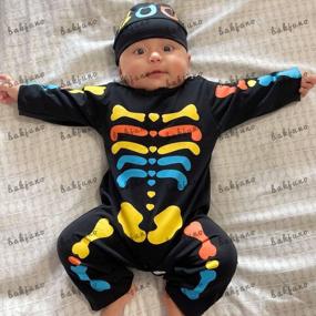 img 3 attached to Skeleton Cutest Addition! Newborn Baby Boys Halloween Costume With Skull Romper And Hat