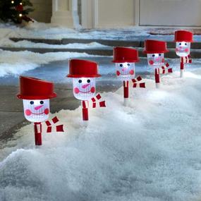 img 1 attached to Snowman Solar Pathway Light Stakes Set Of 6 Christmas Decorations Multicolored BrylaneHome