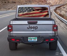 img 1 attached to 🚗 GadgetsTalk 58"x18" Car Rear Window - Vintage American Flag - Waterproof Truck Decals Bumper Stickers Graphics for Car Trucks SUV - 4th of July Decorations & American Flag Vintage Car Decor