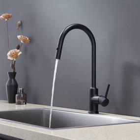 img 1 attached to VALISY Matte Black Stainless Steel Kitchen Faucet With Pull-Down Sprayer, Single Handle Sink Faucet For Easy Use And Cleaning