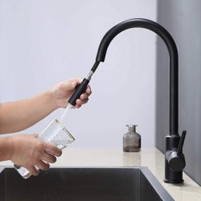img 3 attached to VALISY Matte Black Stainless Steel Kitchen Faucet With Pull-Down Sprayer, Single Handle Sink Faucet For Easy Use And Cleaning