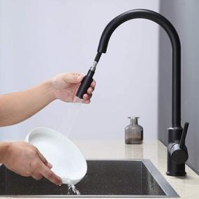 img 2 attached to VALISY Matte Black Stainless Steel Kitchen Faucet With Pull-Down Sprayer, Single Handle Sink Faucet For Easy Use And Cleaning