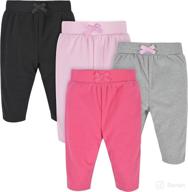 👶 cozy and cute: gerber baby girls' 4-pack microfleece pants for comfortable playtime logo