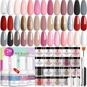 img 4 attached to Saviland Dip Powder Nail Kit, 20 Colors Dip Nails Powder Starter Kit Glitter Gold Red Black White Clear Dipping Powder With Dip Base And Top Gel Activator Brush Saver For French Manicure Nail Art