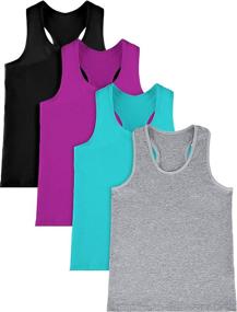 img 4 attached to SATINIOR Sleeveless Gymnastics Greenish Blue Numeric_13 Girls' Clothing at Active