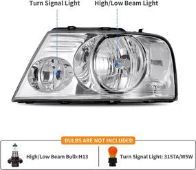 img 3 attached to 🚗 DWVO Headlight Assembly: Compatible with Ford F150 Pickup 2004-2008 - Chrome Housing, Clear Reflector, and Lens - Passenger and Driver Side