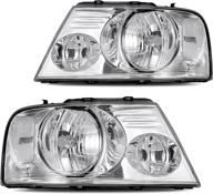 🚗 dwvo headlight assembly: compatible with ford f150 pickup 2004-2008 - chrome housing, clear reflector, and lens - passenger and driver side логотип