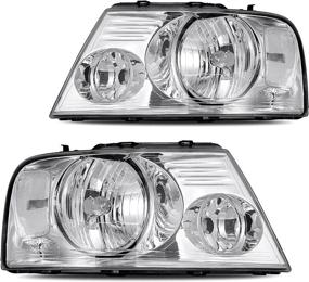 img 4 attached to 🚗 DWVO Headlight Assembly: Compatible with Ford F150 Pickup 2004-2008 - Chrome Housing, Clear Reflector, and Lens - Passenger and Driver Side