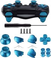 tomsin metal buttons for ps4 controller gen 1, aluminum metal thumbsticks analog grip & bullet buttons & d-pad & l1 r1 l2 r2 triggers (blue) logo