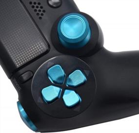 img 1 attached to Металлические кнопки TOMSIN для контроллера PS4 Gen 1, алюминиевые металлические ручки для большого пальца Аналоговая рукоятка и кнопки-пули, крестовина и триггеры L1 R1 L2 R2 (синие)