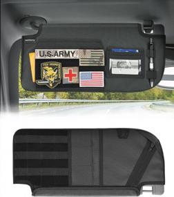 img 4 attached to Organize Your Ride With ISSYAUTO F-150/F-250/F-350 Driver Sun Visor Panel Organizer - Tactical Molle Design With Tool Storage & Sunglass Holder Pouch