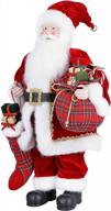 24-inch christmas santa claus figurine decoration with sock and gifts bag for indoor holiday decor, perfect for christmas, birthdays, and new year gifts, by "kranich logo