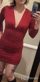 img 6 attached to Sexy V-Neck Bodycon Dress With Ruched Long Sleeves For Women - Perfect For Party And Cocktail Events