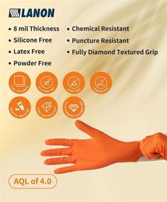 img 3 attached to LANON 100-Count Industrial Nitrile Gloves - Heavy Duty, Fully Diamond Textured, 8 Mil Thickness, Latex-Free - Medium Size