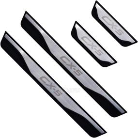img 3 attached to 🚪 Enhance and Protect Your Mazda CX-5: MTAWD Steel Car Door Sills Scuff Plate Protector Trim (2014-2020, with CX 5 Letter)