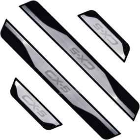 img 2 attached to 🚪 Enhance and Protect Your Mazda CX-5: MTAWD Steel Car Door Sills Scuff Plate Protector Trim (2014-2020, with CX 5 Letter)