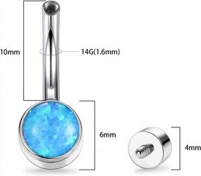 img 3 attached to Sparkle And Style With PEAKLINK'S 14G G23 Titanium Belly Button Ring With Cubic Zirconia And Opal Accents
