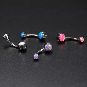 img 1 attached to Sparkle And Style With PEAKLINK'S 14G G23 Titanium Belly Button Ring With Cubic Zirconia And Opal Accents