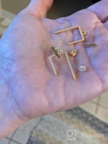 img 6 attached to Серьги-кольца Huggie с 14-каратным позолоченным бриллиантом и кубическим цирконием - гипоаллергенные геометрические ювелирные изделия LOYATA в подарок для женщин