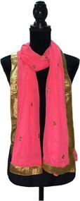 img 3 attached to Womans Embroidered Chiffon Dupatta Wedding Women's Accessories at Scarves & Wraps