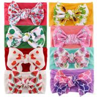 👶 lanchoo 8pcs baby nylon headbands with bows for newborn girls - hair bow accessories set for kids and toddlers logo