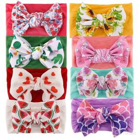 img 4 attached to 👶 Lanchoo 8PCS Baby Nylon Headbands with Bows for Newborn Girls - Hair Bow Accessories Set for Kids and Toddlers