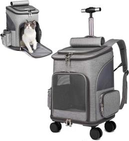 img 4 attached to MOV COMPRA Wheeled Pet Carrier Backpack Stroller: Travel Carrier, Car Seat for Small Dogs, Cats & Puppies with Comfortable Cat Backpack, Removable Rolling Wheels – Mesh Ventilation Windows & Storage Pockets