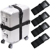 🧳 darller 4 pcs 74-inch x 2-inch luggage straps for suitcase, wide adjustable packing belts, travel accessories in black logo