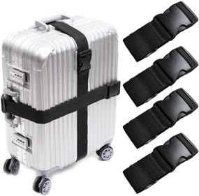 img 4 attached to 🧳 Darller 4 PCS 74-inch x 2-inch Luggage Straps for Suitcase, Wide Adjustable Packing Belts, Travel Accessories in Black