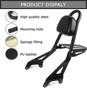 img 2 attached to 🏍️ PSLER Motorcycle Backrest Sissy Bar with Luggage Rack & Backrest Pad for Yamaha Star XVS950 Bolt XV950 2013-2022