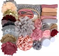 👶 bowtique emilee mini headband kit - diy baby headband kit, makes 15 headbands, mauve, peach, and grey - enhanced seo logo