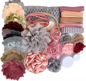 img 1 attached to 👶 Bowtique Emilee Mini Headband Kit - DIY Baby Headband Kit, Makes 15 Headbands, Mauve, Peach, and Grey - Enhanced SEO