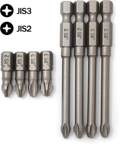 img 3 attached to 🔩 RW 0059-004 JIS (Japanese Industrial Standard) Impact Screwdriver Bits Set - #2#3 Standard & Long 1/4 Inch (Pack of 8, 2 of Each)