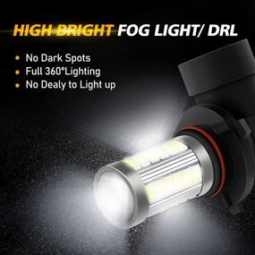 img 2 attached to 💡 Upgraded Auxbeam 9005 9006 H10 LED Fog Light Bulbs - High Power 50W 3020 SMD Bulb for Improved Fog Light, DRL, Tail Lights - Xenon White 6500K (Set of 2)