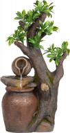 outdoor cascading fountain with two jars on a tree branch - perfect for home, patio, deck, garden or yard - 31.9" tall - by ferrisland logo