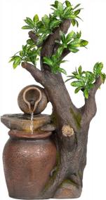 img 4 attached to Outdoor Cascading Fountain With Two Jars On A Tree Branch - Perfect For Home, Patio, Deck, Garden Or Yard - 31.9" Tall - By Ferrisland