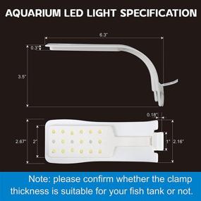 img 1 attached to 🐠 Water Rebirth Aquarium LED Light Clip-On, Fish Tank Lighting with White and Blue LEDs, Small LED Aquarium Light for Freshwater Tank, 2 Lighting Modes (Black with Base Clamp)