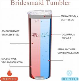 img 2 attached to Bride Tribe Stainless Steel Wine Tumblers Set Of 4/6 - 20Oz Insulated Bridesmaid Proposal Gifts, Maid Of Honor Cups For Engagement, Wedding And Bridal Party