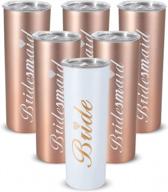 bride tribe stainless steel wine tumblers set of 4/6 - 20oz insulated bridesmaid proposal gifts, maid of honor cups for engagement, wedding and bridal party logo