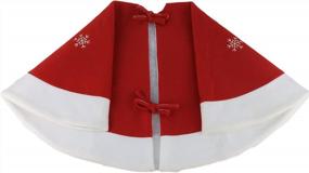 img 1 attached to Классическая красная фетровая елочная юбка с вышитыми Дедом Морозом и снежинкой - WEWILL 36'' Праздничные украшения