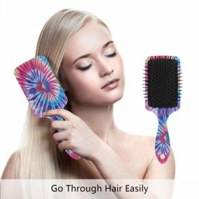 img 1 attached to Hair Brush Colorful Tie Dye Swirl Air Cushion Comb Plastic Soft Nylon Pins Anti Static Hairbrush Paddle For Women Girls Ladies