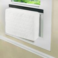 quilted ac cover 28"l x 20"h x 2.7"d double insulation keeps cold air out indoor window unit air conditioner winter beige inside protection dirt elimination. logo
