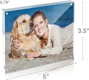 img 1 attached to TWING 3.5X5 Inch Acrylic Picture Frame - Double Sided Magnet Desktop Photo Display With 12+12MM Thickness & Microfiber Cloth - Ideal Gift!