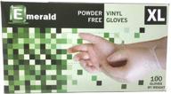 🧤 emerald vinyl powder free gloves latex free rubber - in stock - ultra-strong, disposable, for food handling and cleaning - no powder - ambidextrous - size x-large logo